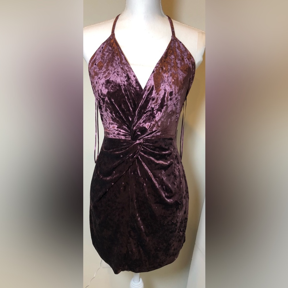 Zara *NWT* Velvet Halter Dress in Rich Purple